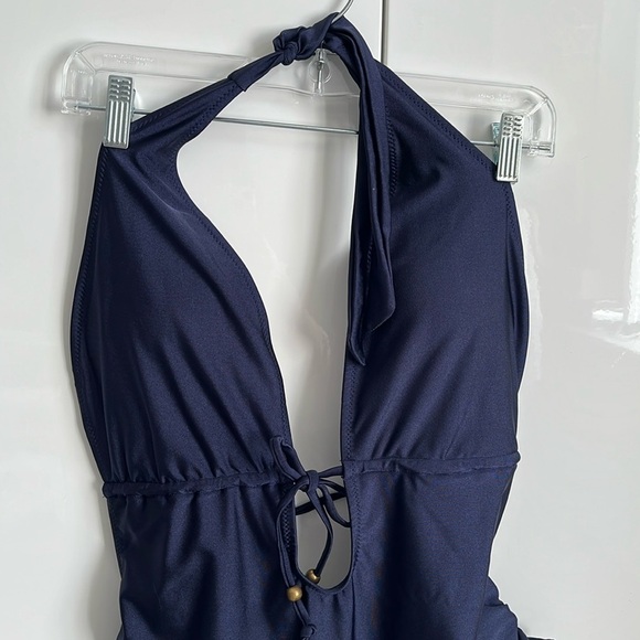 CUPSHE Navy Blue Halter One Piece Swimsuit, Size L - Picture 5 of 15